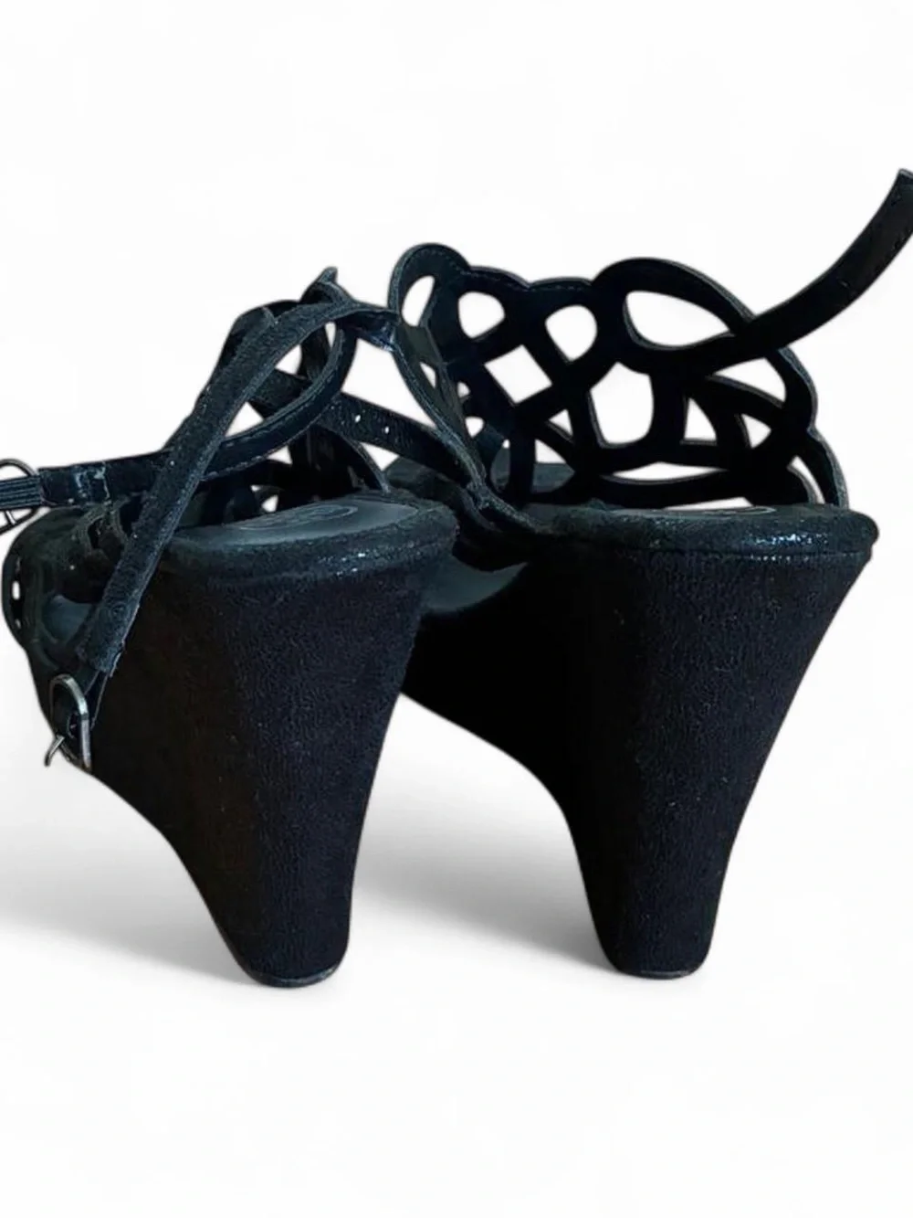 Daisy Fuentes Black Cutout Wedge Sandals